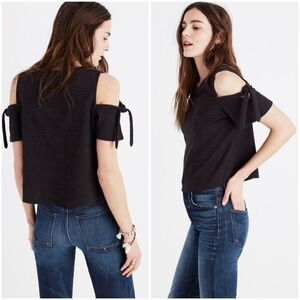 Madewell Skylark Cold-Shoulder Top in Black - XXS
